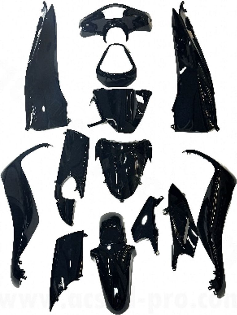 TNT 13-teiliges glänzendes schwarzes Verkleidungsset für Honda SH 125/150 I Start & Stop 2013/2016