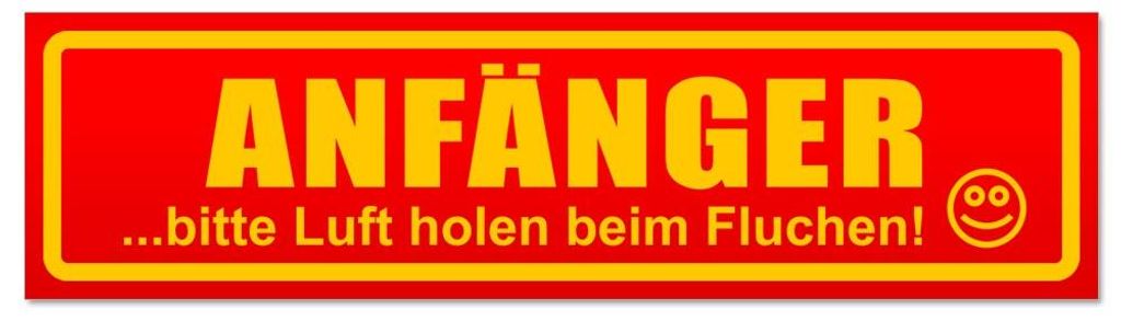 Kiwistar - Autoaufkleber - Rot - 45 x 12 cm - Anfänger - Bitte Luft Holen - Hinweis Aufkleber Sticker für Auto, Kfz, Fahrrad, PKW, LKW