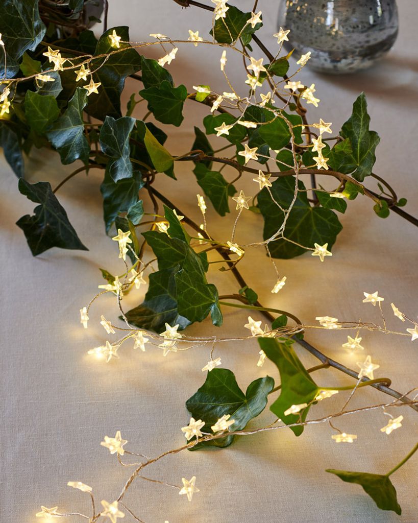 LED-Lichterkette, 5 m, warmweiß, 400 Dioden, Sterne