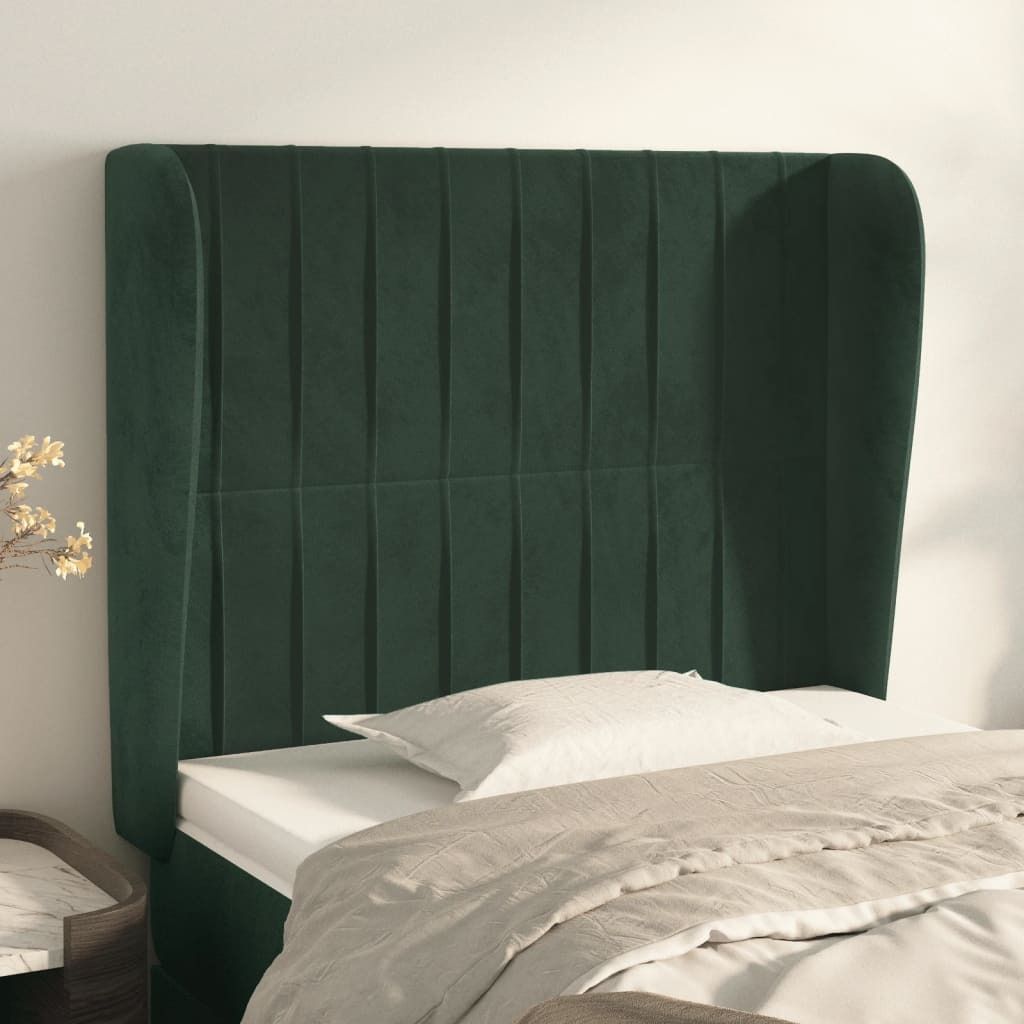 Maison Exclusive - Kopfteil mit Ohren Dunkelgrün 83x23x118/128 cm Samt
