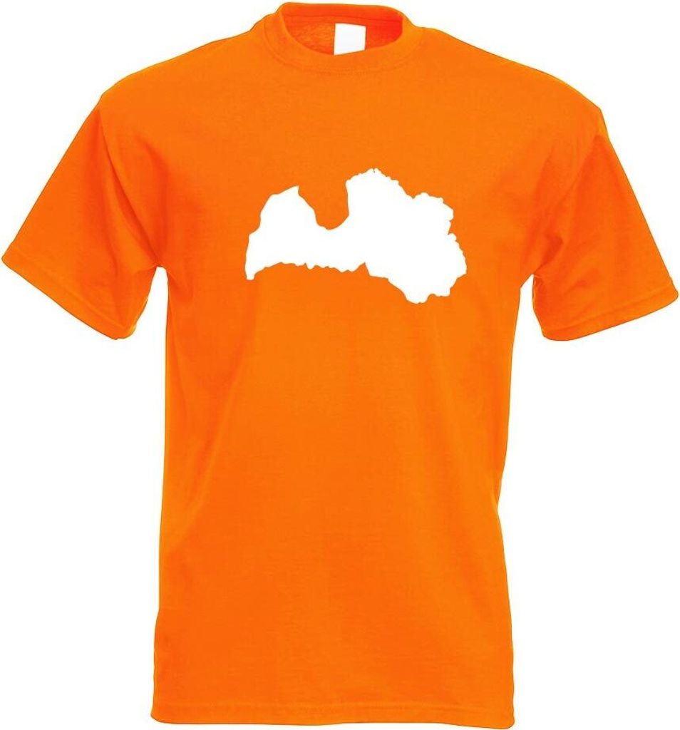Kiwistar - T-Shirt - orange - Lettland Umriss Kontur Herren Funshirt Bedruckt Design Sprüche Spruch Motive - mit Motiv Bedruckt - Funshirt Design ...