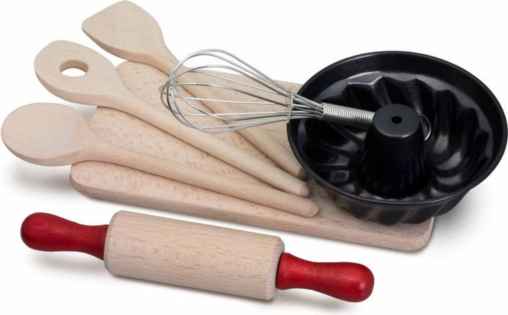 Schopper Backset Spielzeug 7-teilig mit Schneebesen und Teigrolle - Küchenset