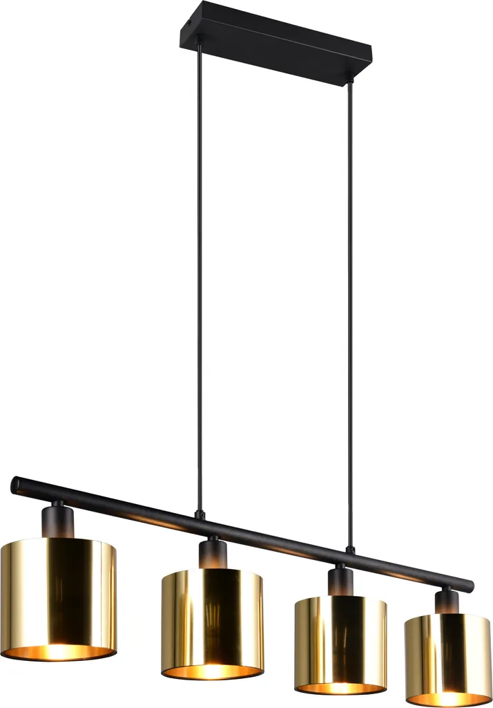 Lampada a Sospensione 4 Luci Oro Nero 75cm | Design Moderno per Tavolo