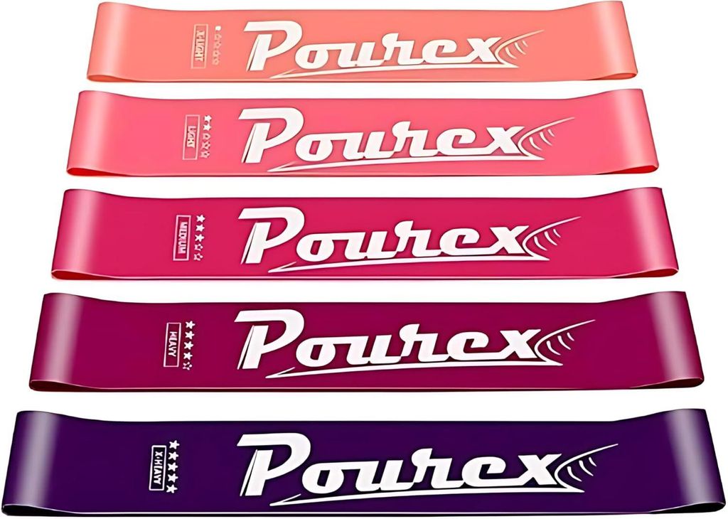 POUREX Fitnessbänder 5er Set, Latex, 5 Widerstandsstufen, Produktbild 