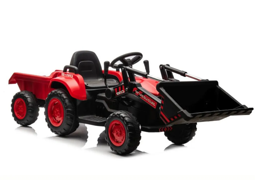 Tracteur électrique pour enfant avec pelleteuse articulée coloris rouge
