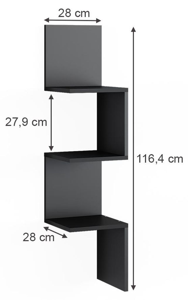 Mensola ad angolo Vicco Paolo Nero 28 x 116.4 cm, Model Immagine del prodotto 