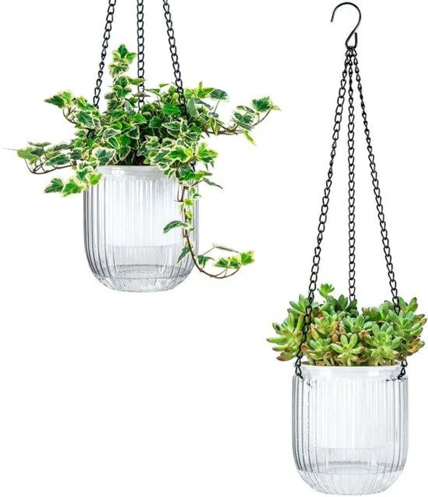 Lot de 2 pots de fleurs à arrosage automatique 11,4 cm avec fentes