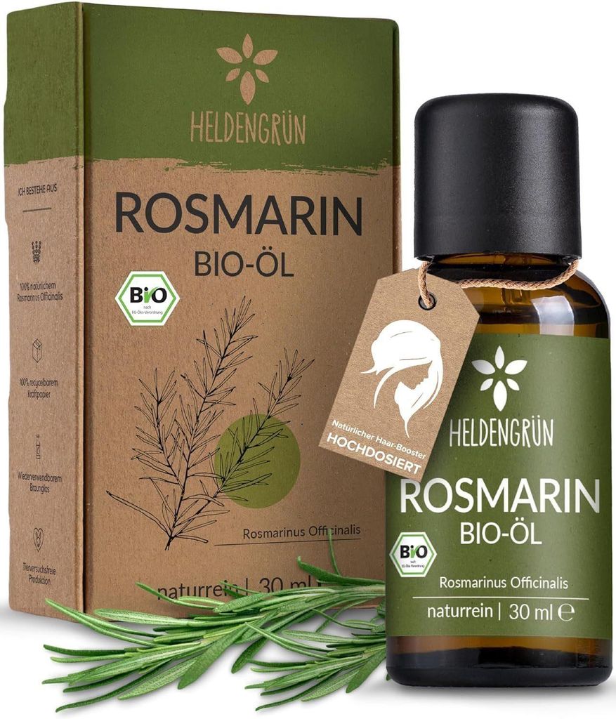 Heldengrün Haaröl Rosmarin Öl für Haare, Kopfhaut- & Haaröl für Haarwachstum, Haarpflege Produkte Vitamin, Haarserum, Rosemary oil, Hair Oil,...