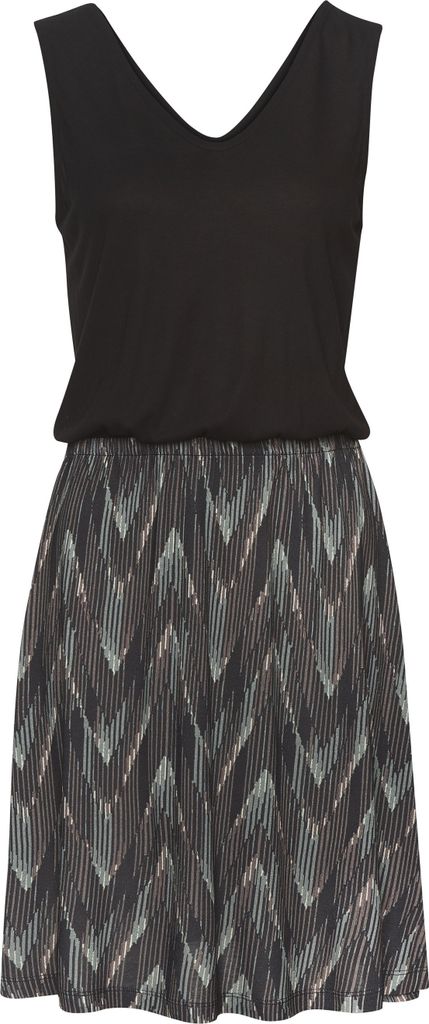 VIVANCE Jerseykleid grün-schwarz bedruckt Größe 44