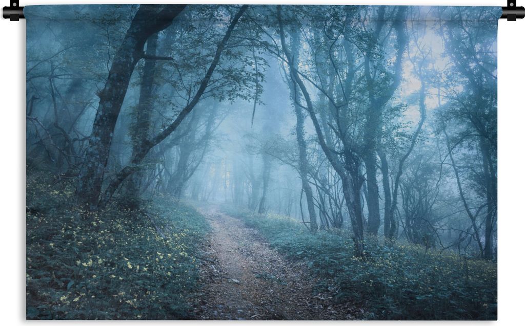 MuchoWow Wandteppich Wandbehang Bäume - Natur - Nebel 150x100 cm Tapisserie Dekoration Wandtuch - Waschbar - Tapisserien - Wand-Decke