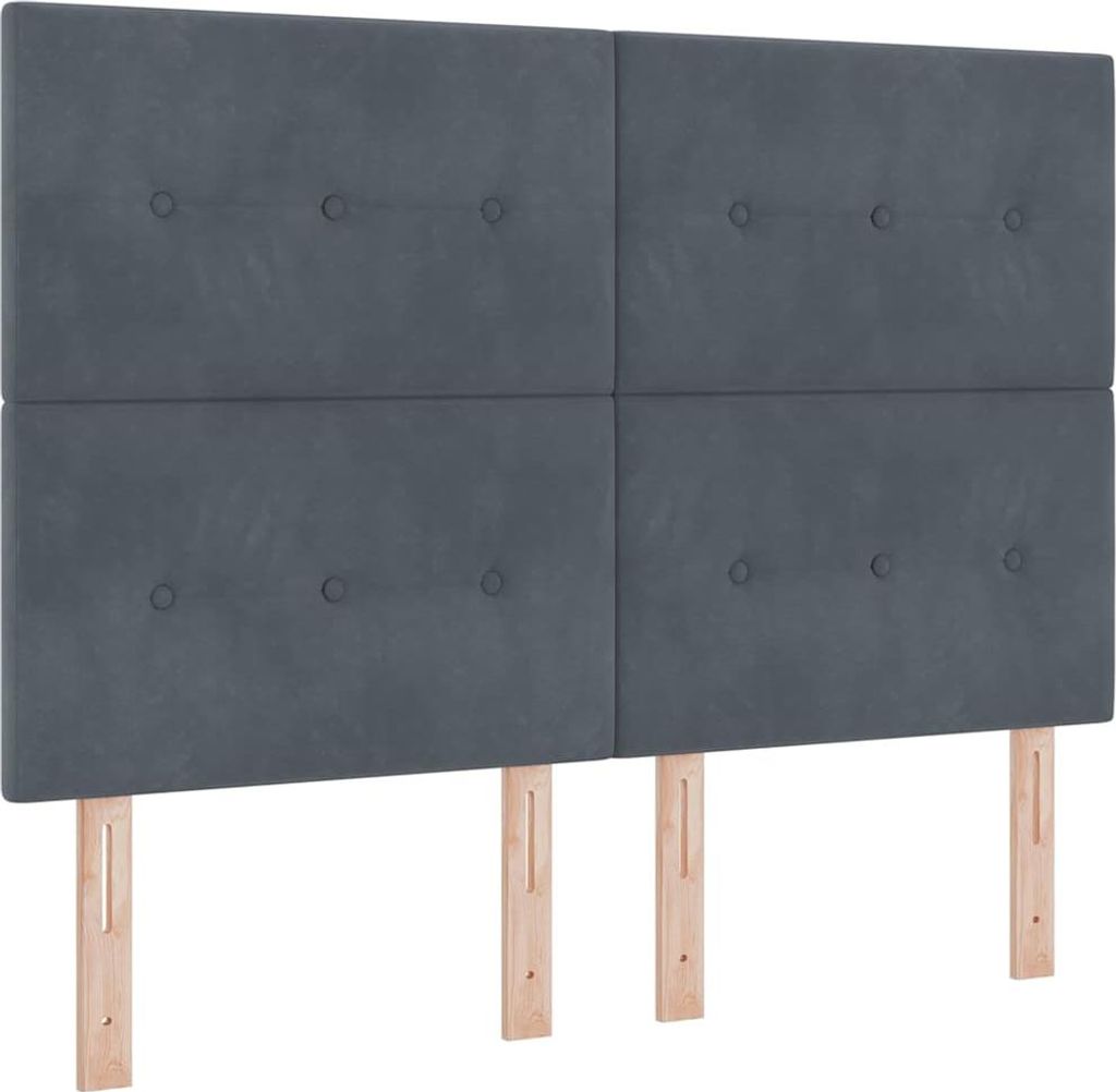 vidaXL LED Boxspringbett mit Matratze Dunkelgrau 140 x 190 cm Samt