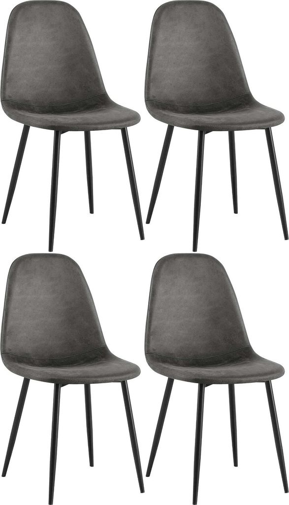 CLP 4er Set Esszimmerstühle Napier gepolstert bis 150 kg belastbar Farbe schwarz Material Kunstleder