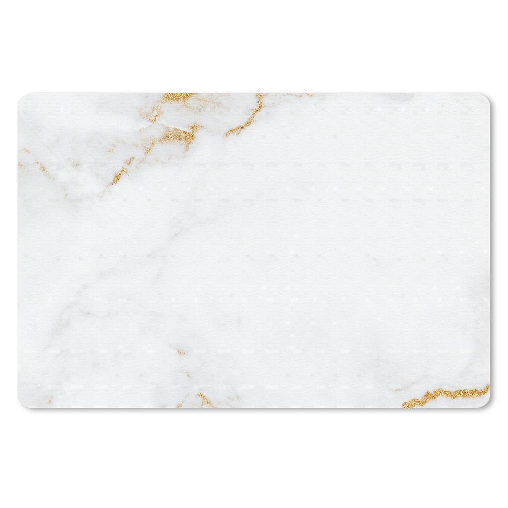 MuchoWow Schreibtischunterlage Marmor - Gold - Weiß - Luxus 60x40 cm - XXL Mauspad - Großes Mauspad