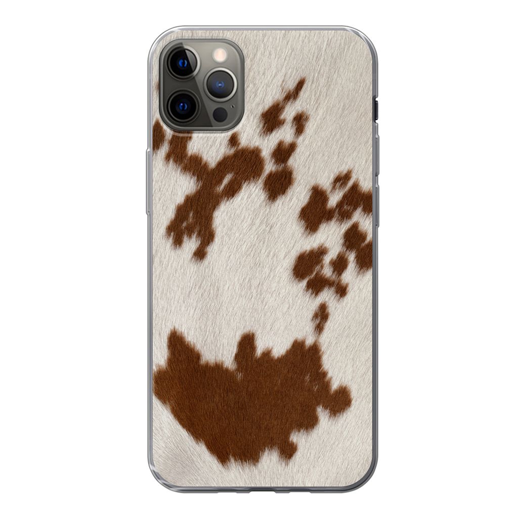 MuchoWow Handyhülle Schutzhülle Hülle für iPhone 13 Pro Max Rindsleder mit rot-orangen Tupfen Silikon Softcase Handy Hülle - Mobiltelefon