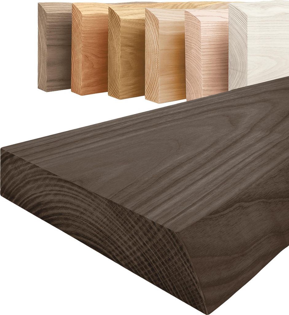 Lamo Manufaktur Wandregal Holz Baumkante | Regal Farbe: Schwarz | Pure: ohne Montage Set | 140 cm
