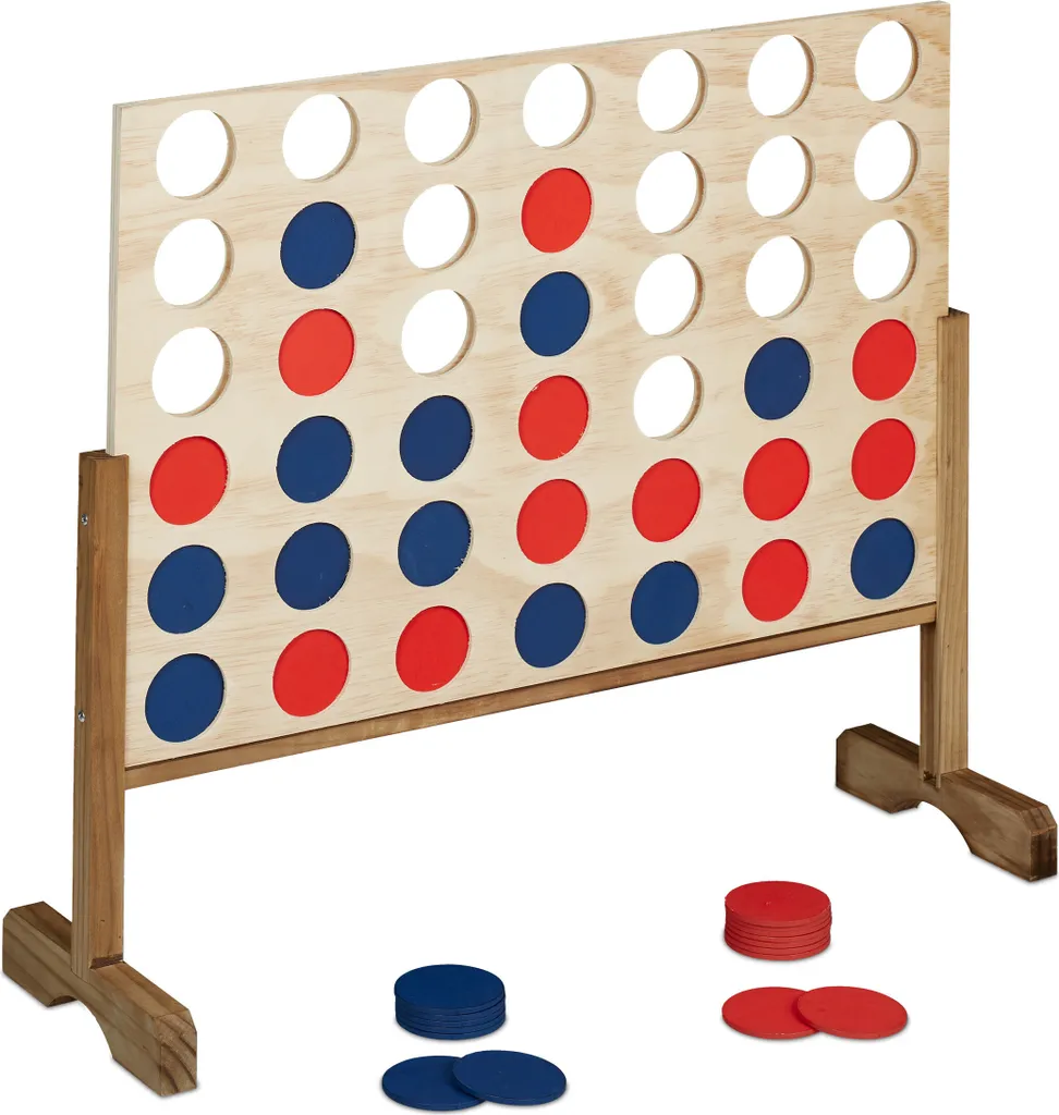 Occupez vos Enfants avec le Jeu de Puissance 4 XXL en Bois Relaxdays