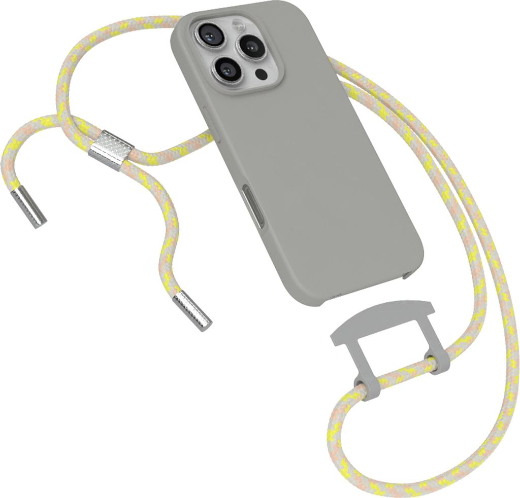 EAZY CASE - 2in1 Handyhülle mit Band kompatibel mit Apple iPhone 16 Pro, Silikonhülle zum Schutz, stoßfester Fallschutz, Umhängeband mit Hülle...