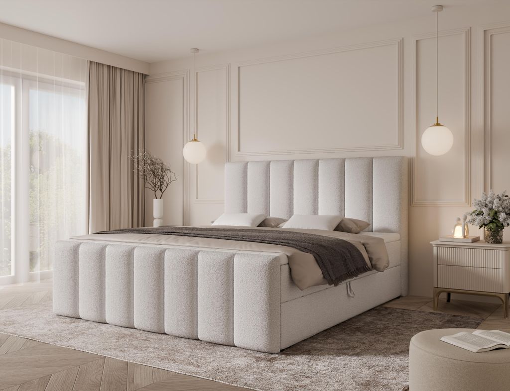 Emlar Boxspringbett Bella MAX 180x200 - Bett mit Matratze und Topper - Boxspringbett mit Bettkasten und Matratze - Boxspringbett Weiß (Quelle 01)