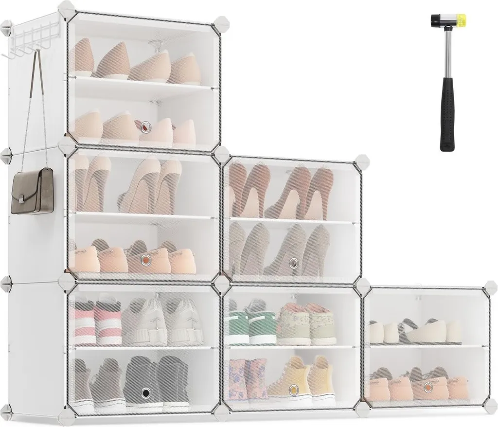 Étagère Chaussures 6 Compartiments avec Portes, Cadre Acier Durable
