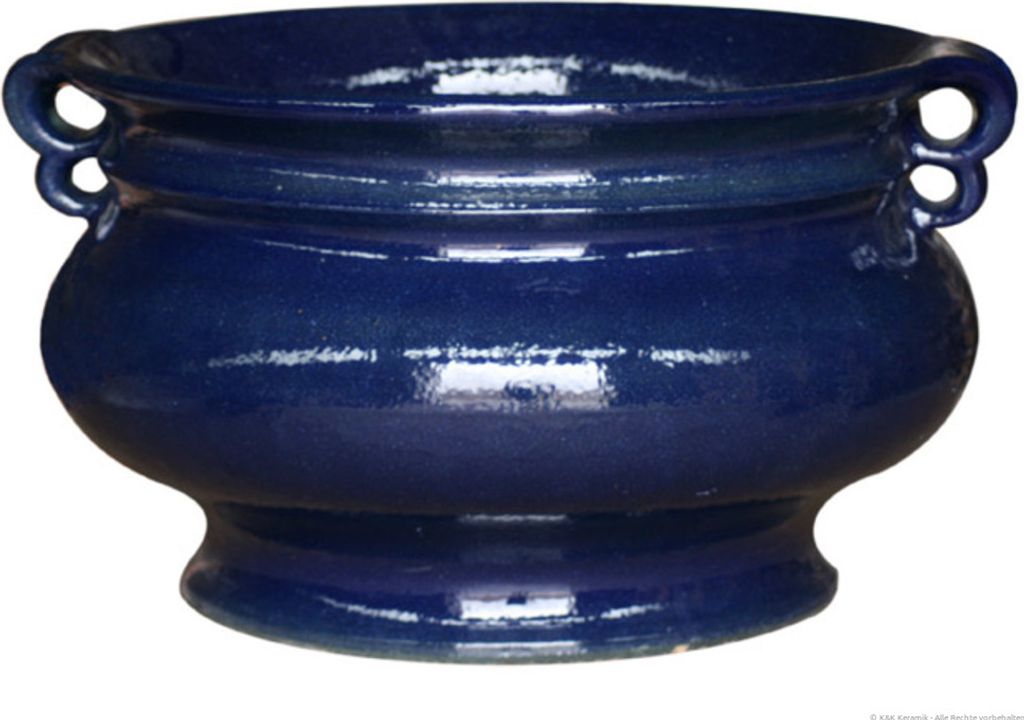 KERAZO Keramik Blumentopf Pflanzkübel Capella 52 x 45 x 29 cm frostfest, robust, standfest, Farbe: BLAU