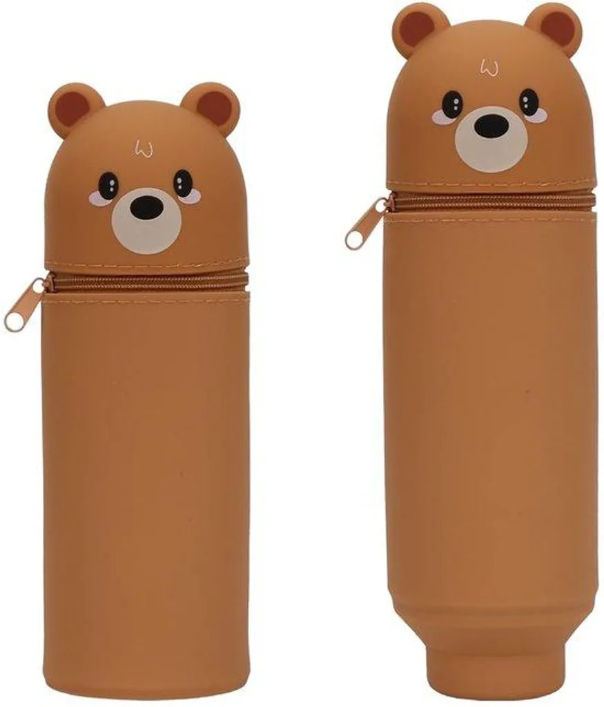 Plumier scolaire en silicone souple marron 22 cm idéal pour le collège