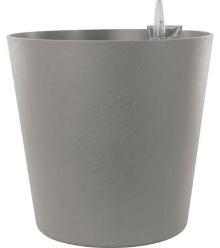 Pflanztopf Flower Lover Rondo stone Kunststoff Ø 33 cm H 31,6 cm steingrau inkl. Erdbewässerungsystem, Rollen und Wasser