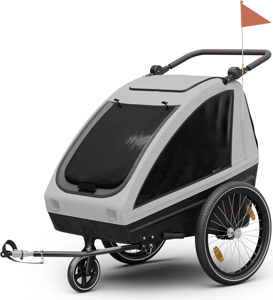 Klarfit GoKiddo Fahrradanhänger 2 Kinder - 2-in-1 Fahrradanhänger & Buggy mit Bremsen, Sicherheitsgurten, Verstellbaren Sitzen, 40kg Kapazität, ...