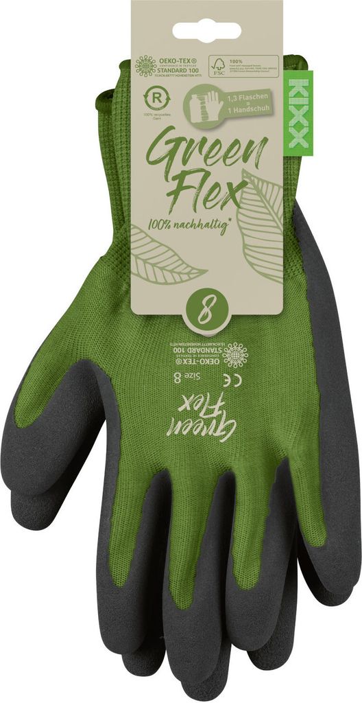KIXX Green Flex Handschuhe für die Gartenarbeit - Grün/Dunkelgrün - Größe 11