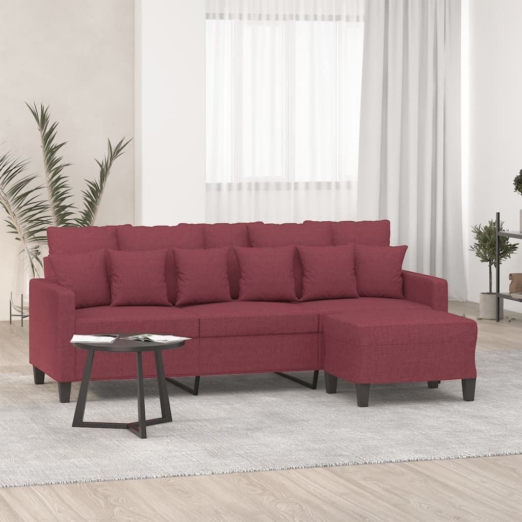 "2026 Promotion" 3-Sitzer-Sofa - Polstersofa - mit Hocker - Weinrot 180 cm Stoff - Klassische Sofas CC10799
