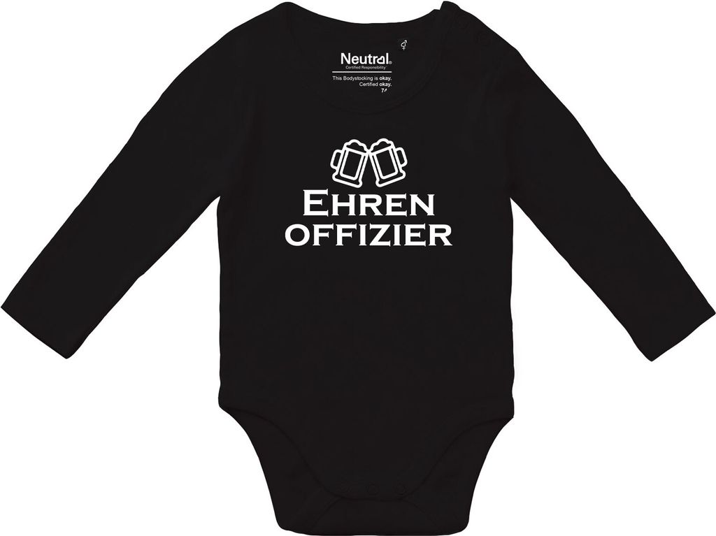 Huuraa Baby Body Ehrenoffizier Schützenfest 68 Black Baumwolle Fairtrade Langarmbody Geschenkidee