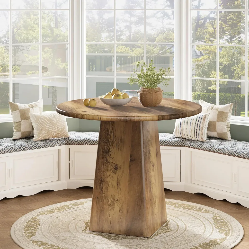 Table gain de place ronde marron 80 cm pour optimiser l'espace