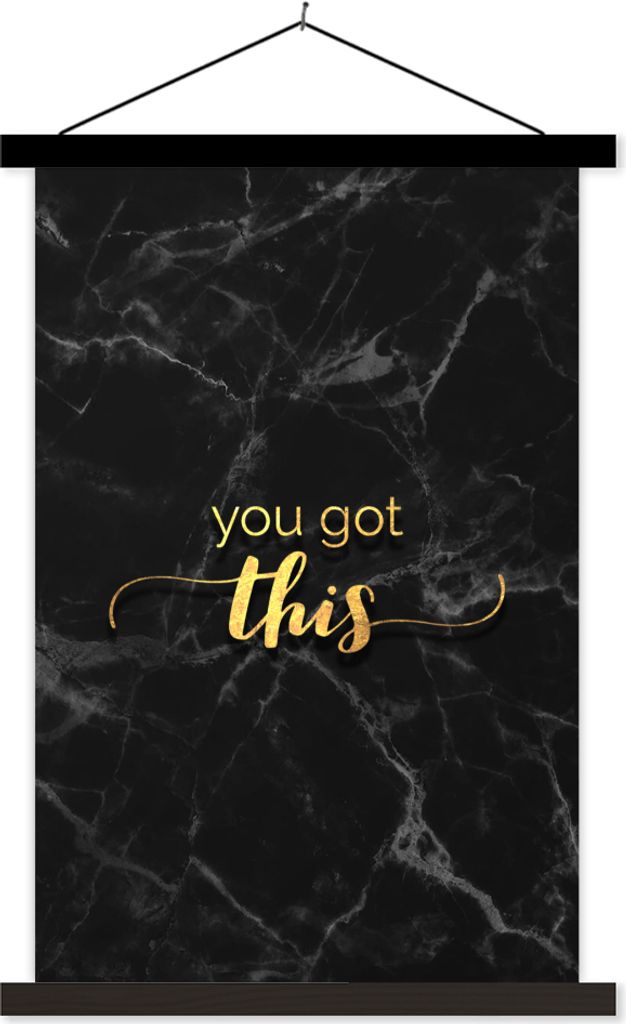 MuchoWow Textilposter Zitate - Motivation - Gold - Marmor 120x180 cm mit schwarzem Rahmen - Fotos