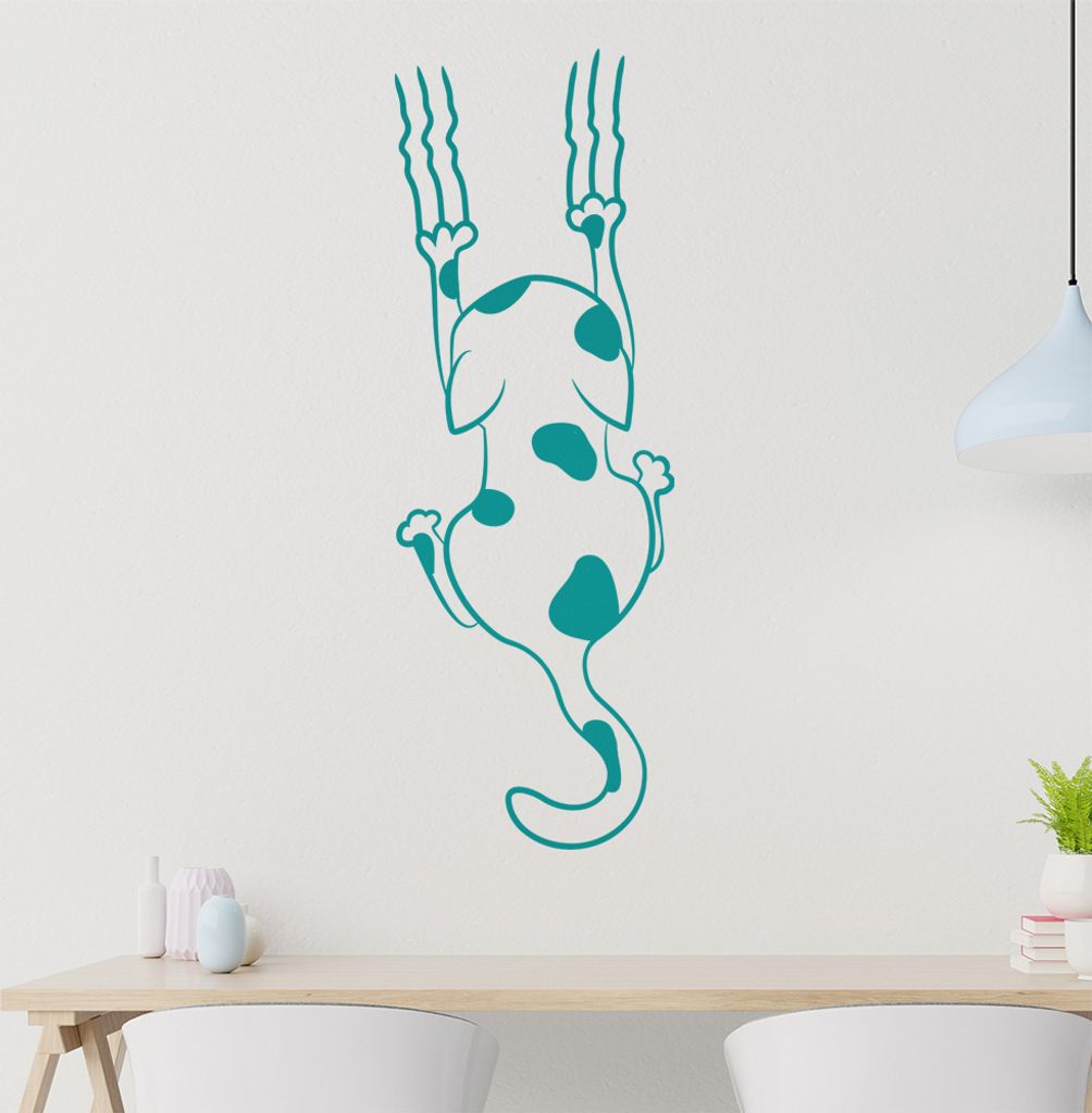 Katze rutschen Krallen Wandtattoo in 6 Größen - Wandaufkleber Wall Sticker - Dekoration, Küche, Wohnzimmer, Schlafzimmer, Badezimmer