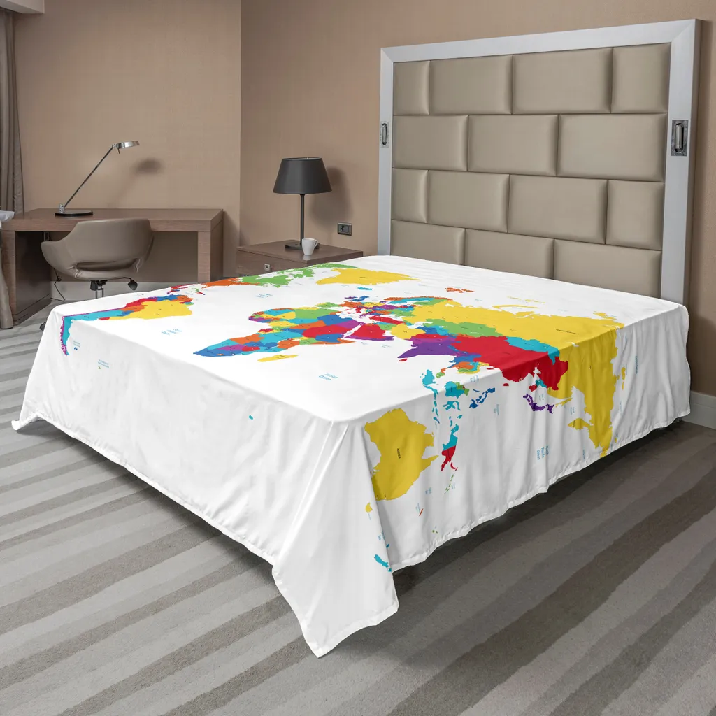 Lenzuolo ABAKUHAUS Mappa Mondo Cartoon 260x228 | Decorazione Letto