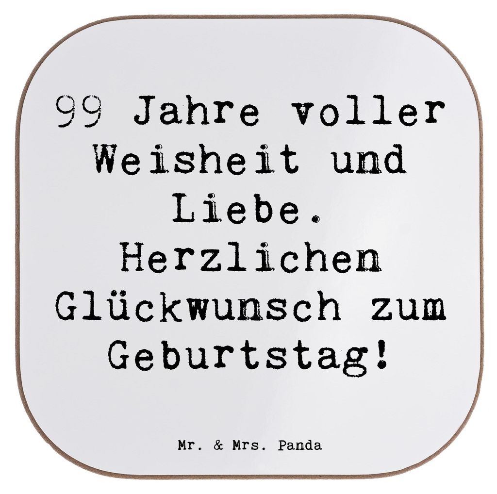 Mr. & Mrs. Panda Untersetzer für Gläser Spruch 99. Geburtstag - Weiß - Geschenk, Tassen, Tischuntersetzer, Tassenuntersetzer, Geburtstagsgeschen...