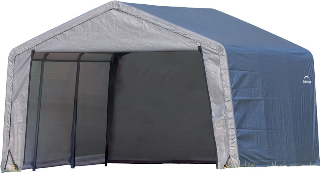 ShelterLogic Folien Weidezelt Zeltgarage Grau 370x370x260 cm