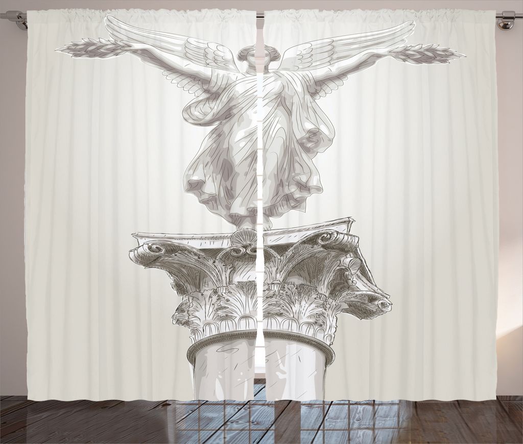 ABAKUHAUS Weiß Rustikaler Gardine, Engel Greek Myth Muse, Schlafzimmer Kräuselband Vorhang mit Schlaufen und Haken, 280 x 245 cm, Weiß