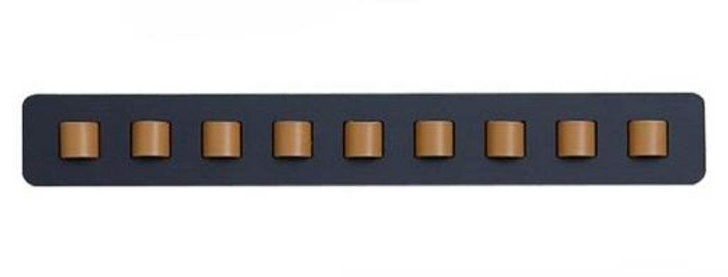 Schwarzes Holzbrillenregal 40x5,5cm mit 9 Lederringen