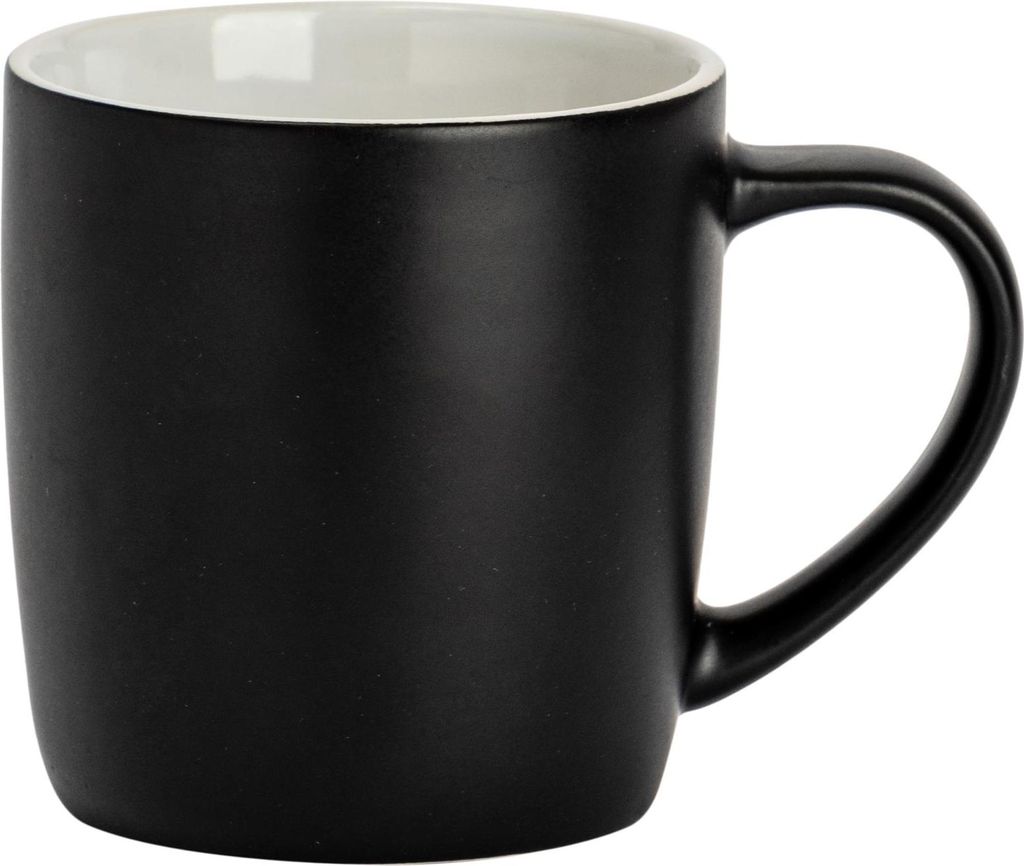 Argon Ta Kaffeetasse in mattem Farbton – 350 ml – Schwarz – Robuste Teetasse aus Steingut, spülmaschinen- und mikrowellengeeignet