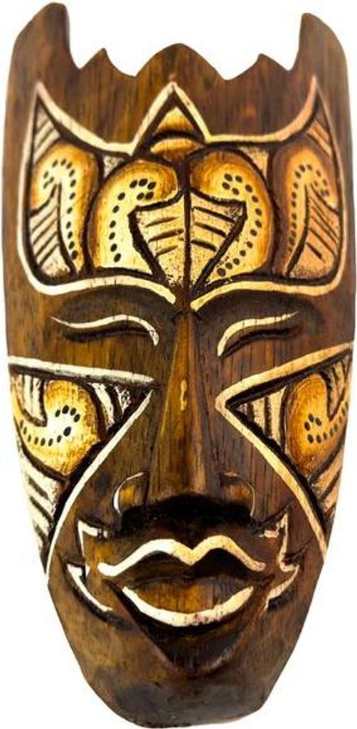 Maske bemalt 20 cm, Holz-Maske aus Bali, Wandmaske