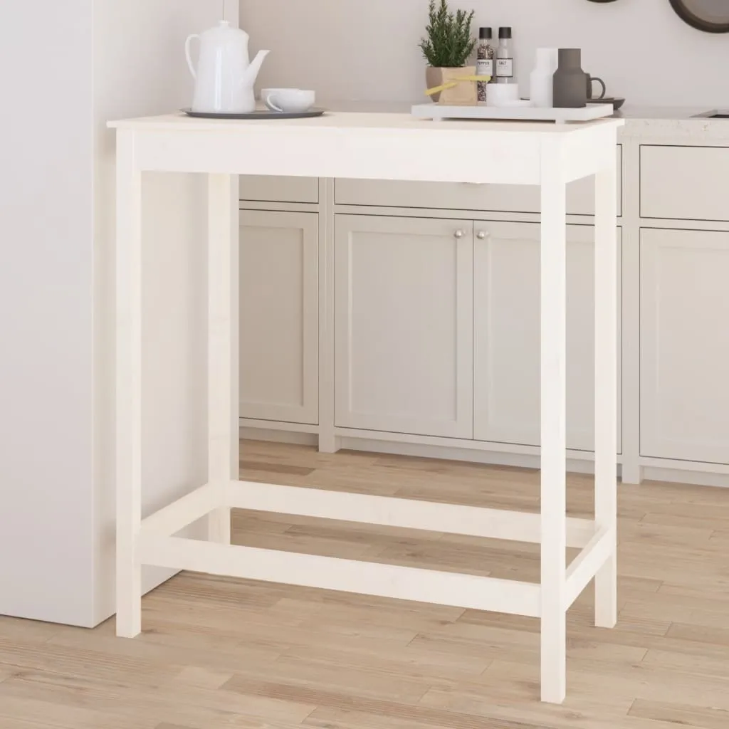 Tavolo Bistrò vidaXL Bianco 100 cm Legno Pino Massiccio per Cucina - 3