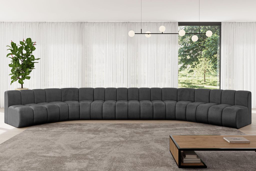ALTDECOR Modulares Sofa Ecksofa in U-Form - Montra-U2 - 581x174x70 cm Schwarz - Corner modular Sofa Eckcouch Couch Wohnlandschaft Cauchsofa Bodenso...