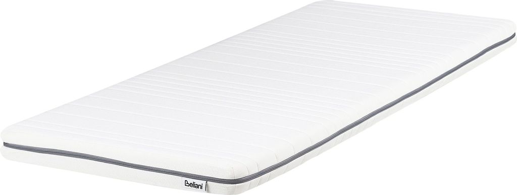 BELIANI Schaumstoffmatratze Weiß 80 x 200 cm Kindermatratze Mittel Medium Härtegrad Abnehmbarer Bezug mit Reißverschluss für Bettschublade Roll...