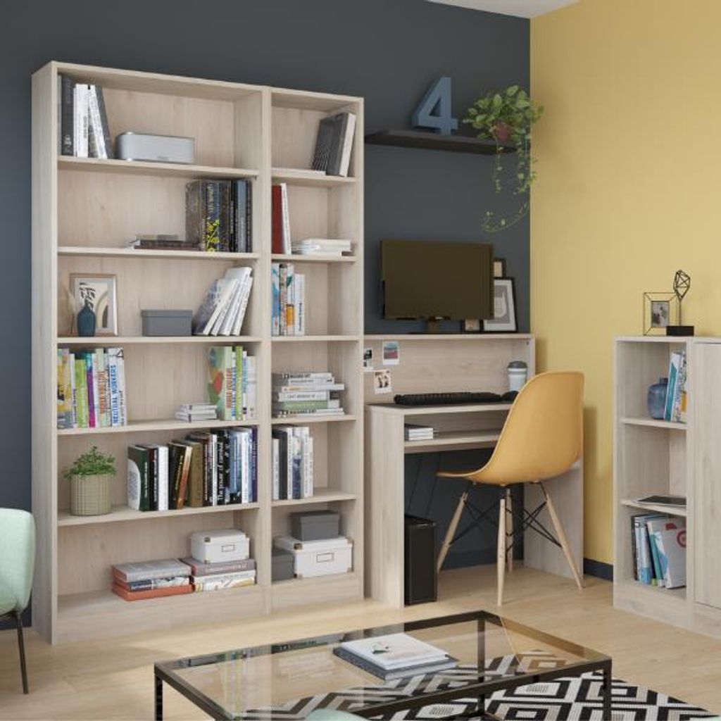 Bibliothèque Hobby 198 cm - 5 étagères - Chêne Image du produit 
