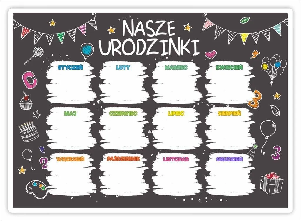 Organisateur d'anniversaire familial tableau noir pour la maison