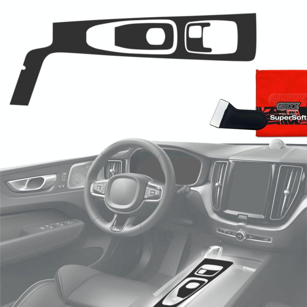 3in1 Schutzfolien Grizz Protector für Mittelkonsole - Volvo XC60 T8 (2023-2024) Schwarz Matt Antifingerprint