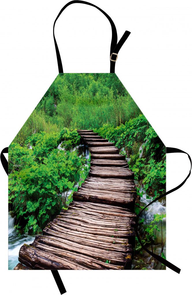 ABAKUHAUS Wald Kochschürze, Pathway in Pond über den See Natural Organic Life Rainforest ist in das Wilde Foto, Farbfest Höhenverstellbar Waschb...