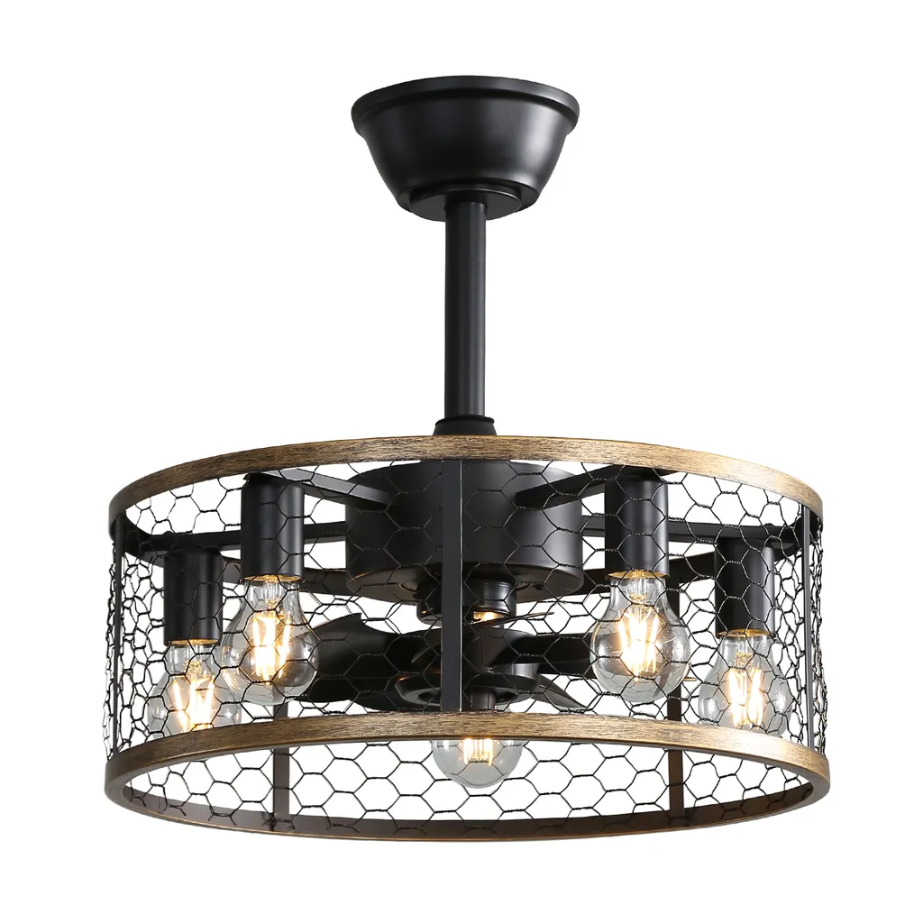 Parrot Uncle Ventilateur de Plafond Industriel 50cm avec Cage et Télécommande