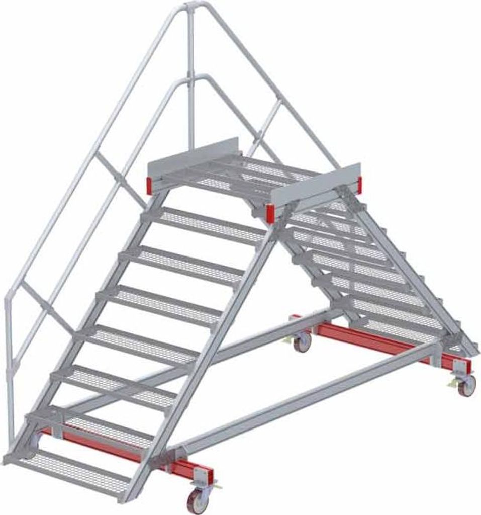 Euroline 512 mobiler Überstieg 45° Stufenausführung Stahl Gitterrost Stufenbreite 1000mm 8 Stufen