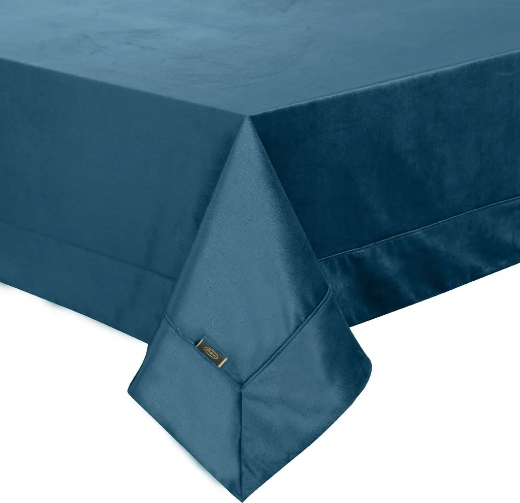 Nappe en velours bleu marine 145x260 cm idéale pour repas de réveillon